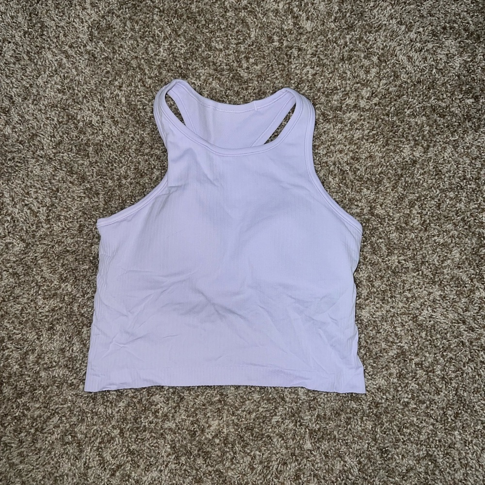 Lavender Lululemon cropped tank with built in bra. Size 10